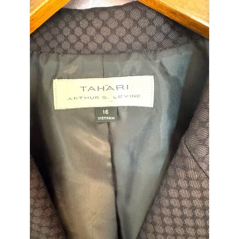 Tahari Arthur S. Levine Women’s‎ Blazer Jacket 16 Black Geometric Button Front